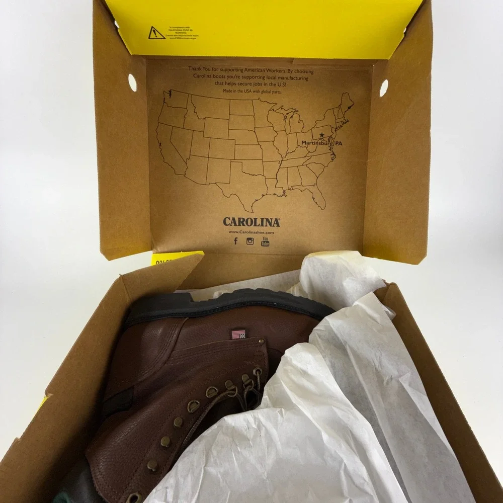 Carolina Sarge 1809 Mens 8 Inch Steel Toe Work Boots Brown Leather 9 2E USA Made